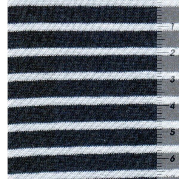 CAMPAN Baumwoll-Jersey Streifen dunkelblau meliert weiss zoom