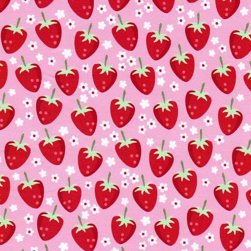 FRESH FRUITS by JaTiJu Baumwoll-Jersey Erdbeeren rosa
