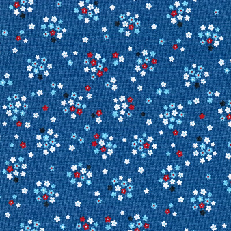 FRESH FRUITS by JaTiJu Baumwoll-Jersey Streublumen blau